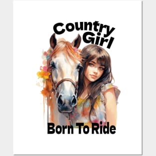 Country Girl Born To Ride Horses Posters and Art